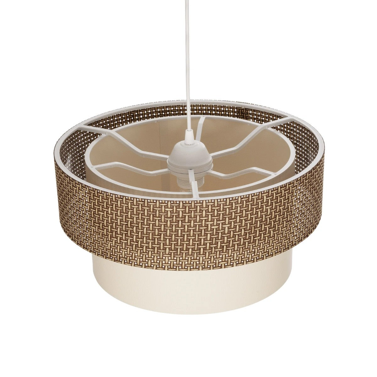 LIVA 203-0175 Μοντέρνο Κρεμαστό Φωτιστικό Οροφής με Ντουί 1 x E27 AC 220-240V IP20 - Καφέ & Μπεζ - Μ38 x Π38 x Υ30