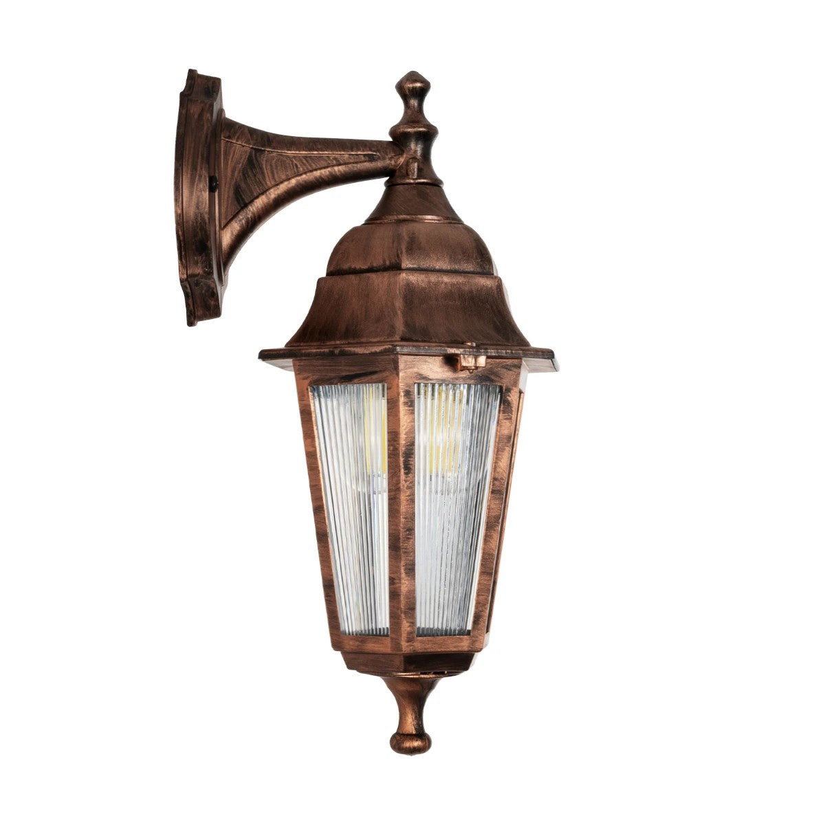 VITRO 203-0196 Vintage Επιτοίχιο Φωτιστικό Φαναράκι Μονόφωτο 1 x E27 IP44 Χάλκινο Πλαστικό - Μ17 x Π20 x Υ36