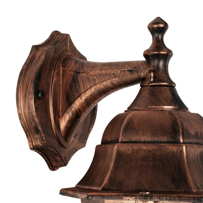 VITRO 203-0196 Vintage Επιτοίχιο Φωτιστικό Φαναράκι Μονόφωτο 1 x E27 IP44 Χάλκινο Πλαστικό - Μ17 x Π20 x Υ36