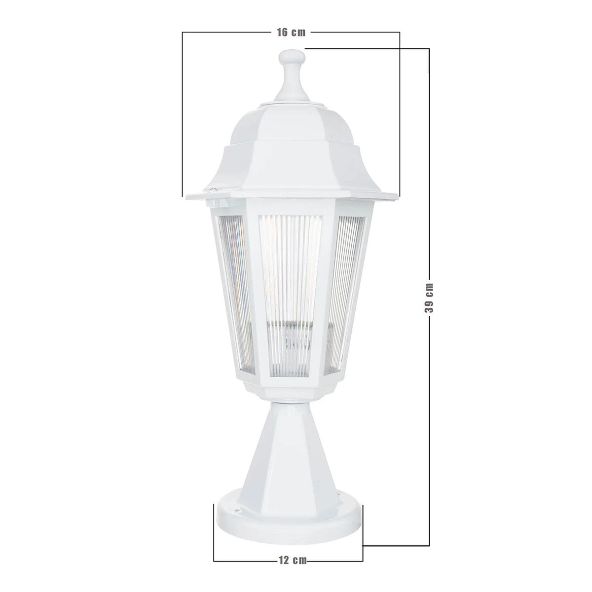 VITRO 203-0200 Vintage Επιδαπέδιο Φωτιστικό Φαναράκι Μονόφωτο 1 x E27 IP44 Λευκό Πλαστικό Σώμα - Μ16 x Π16 x Υ39cm