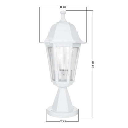 VITRO 203-0200 Vintage Επιδαπέδιο Φωτιστικό Φαναράκι Μονόφωτο 1 x E27 IP44 Λευκό Πλαστικό Σώμα - Μ16 x Π16 x Υ39cm