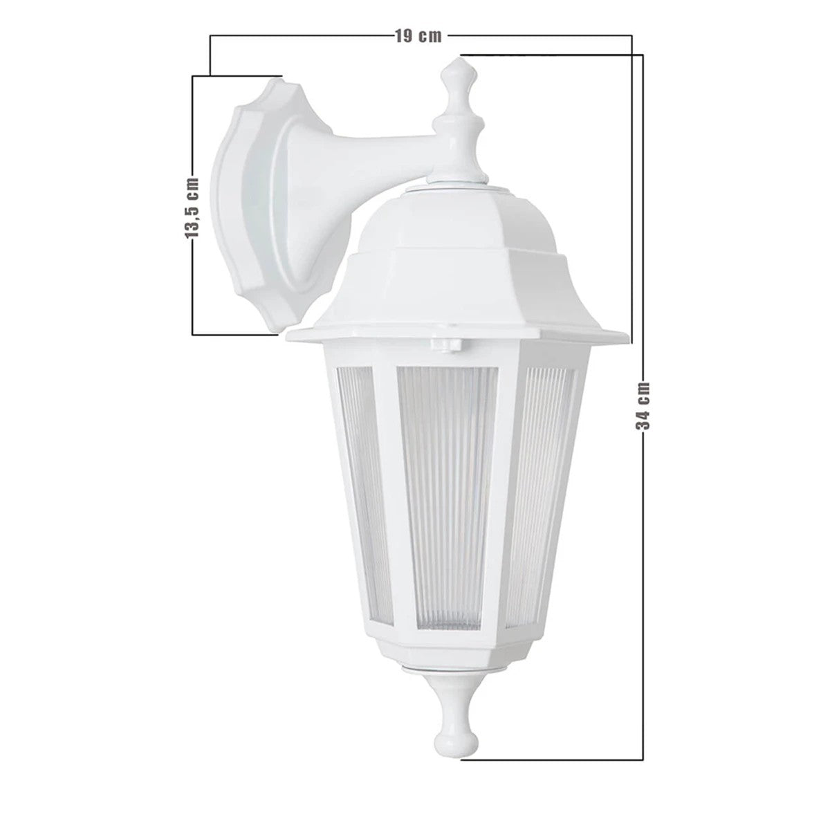 VITRO 203-0201 Vintage Επιτοίχιο Φωτιστικό Φαναράκι Μονόφωτο 1 x E27 IP44 Λευκό Πλαστικό Σώμα - Μ19 x Π16 x Υ39cm