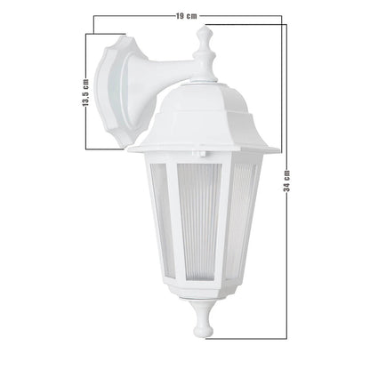 VITRO 203-0201 Vintage Επιτοίχιο Φωτιστικό Φαναράκι Μονόφωτο 1 x E27 IP44 Λευκό Πλαστικό Σώμα - Μ19 x Π16 x Υ39cm