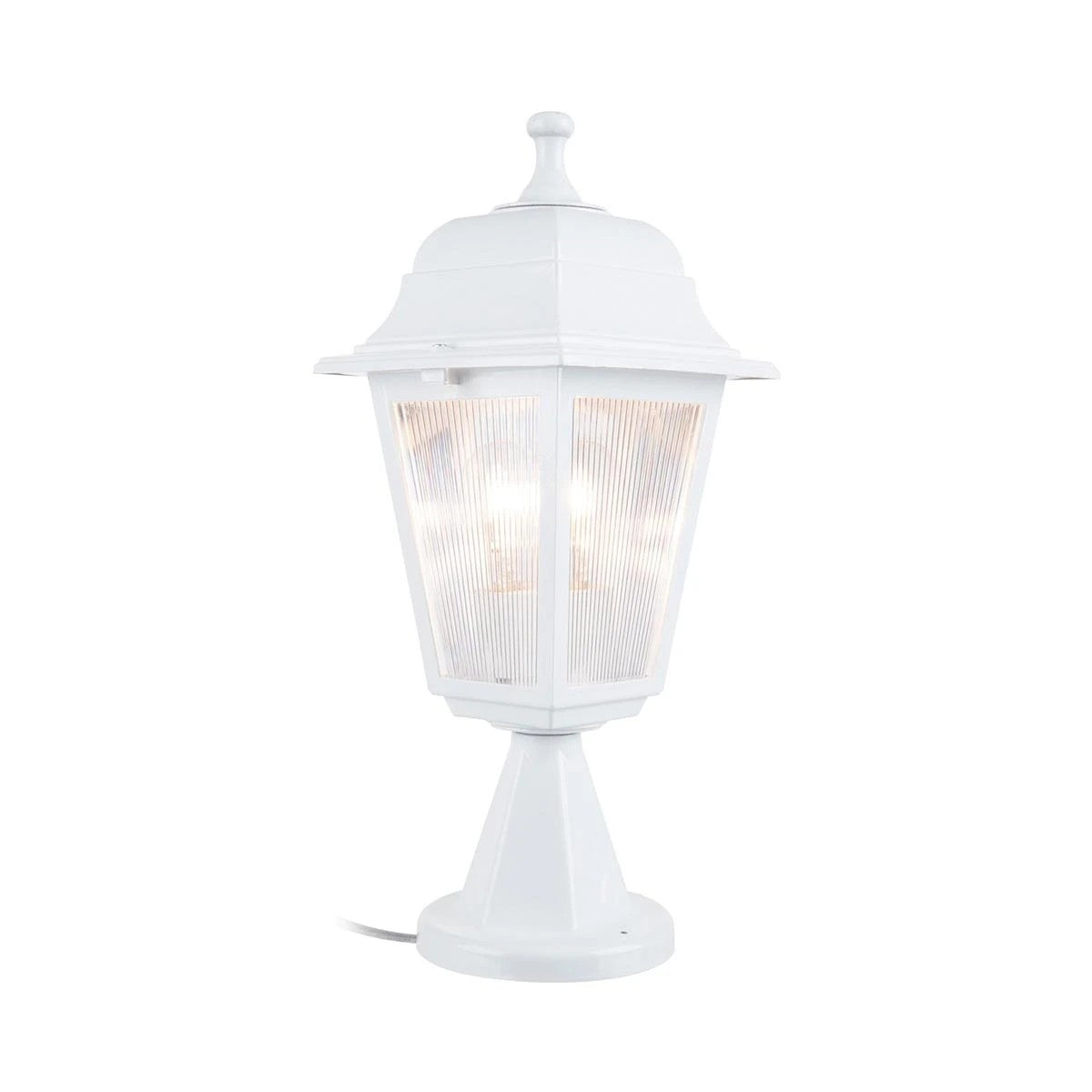 SOLME 203-0220 Vintage Επιδαπέδιο Φωτιστικό Φαναράκι Μονόφωτο 1 x E27 IP44 Λευκό Πλαστικό Σώμα - Μ15 x Π15 x Υ38cm