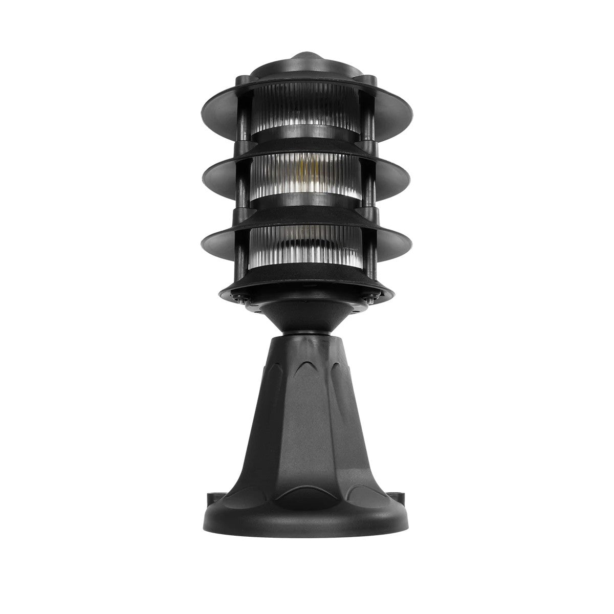 LANTERNA 203-0243 Μοντέρνο Επιδαπέδιο Φωτιστικό Φαναράκι Μονόφωτο 1 x E27 IP44 Μαύρο & Διάφανο Πλαστικό - Μ16 x Π16 x Υ35