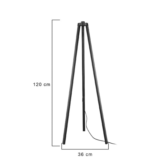 TRIPOD 203-0258 Μοντέρνο Επιδαπέδιο Φωτιστικό Μονόφωτο 1 x E27 IP20 Μαύρο Ξύλο - Μ38 x Π38 x Υ120