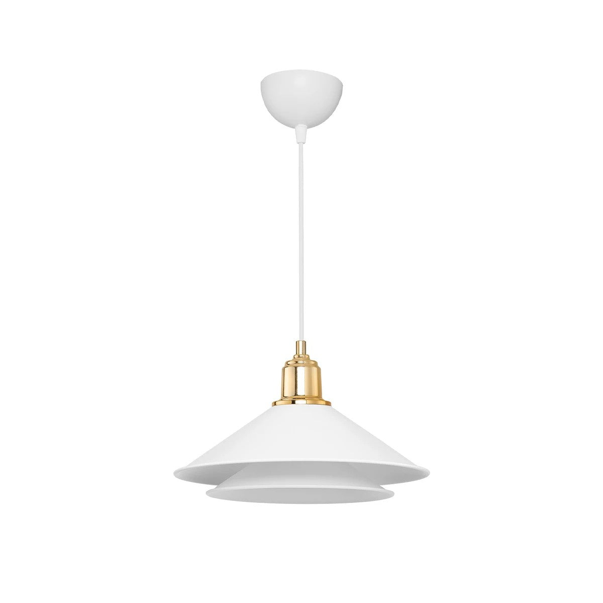 FERRO 203-0268 Μοντέρνο Κρεμαστό Φωτιστικό Οροφής με Ντουί 1 x E27 AC 220-240V IP20 - Λευκό & Χρυσό - Μ30 x Π30 x Υ19