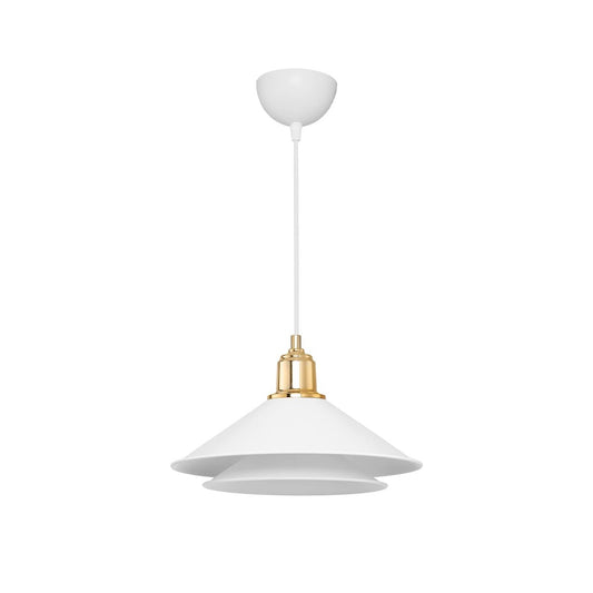 FERRO 203-0268 Μοντέρνο Κρεμαστό Φωτιστικό Οροφής με Ντουί 1 x E27 AC 220-240V IP20 - Λευκό & Χρυσό - Μ30 x Π30 x Υ19