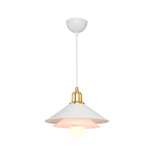 FERRO 203-0268 Μοντέρνο Κρεμαστό Φωτιστικό Οροφής με Ντουί 1 x E27 AC 220-240V IP20 - Λευκό & Χρυσό - Μ30 x Π30 x Υ19