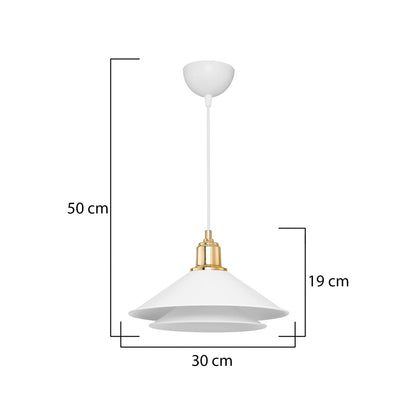 FERRO 203-0268 Μοντέρνο Κρεμαστό Φωτιστικό Οροφής με Ντουί 1 x E27 AC 220-240V IP20 - Λευκό & Χρυσό - Μ30 x Π30 x Υ19