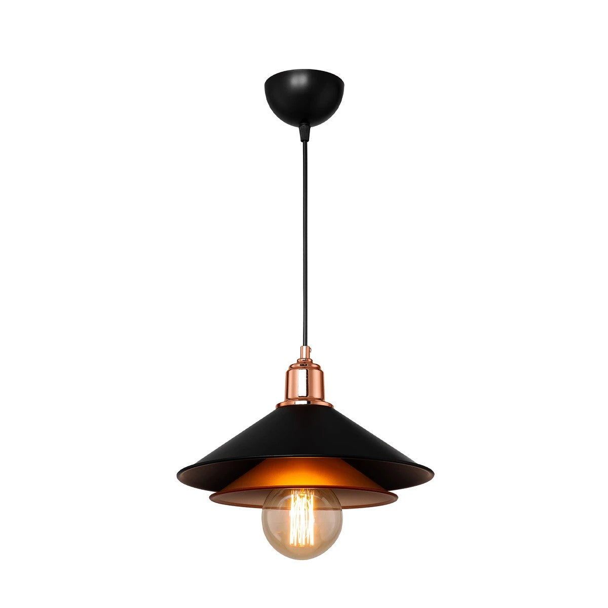 FERRO 203-0269 Μοντέρνο Κρεμαστό Φωτιστικό Οροφής με Ντουί 1 x E27 AC 220-240V IP20 - Μαύρο & Χάλκινο - Μ30 x Π30 x Υ19