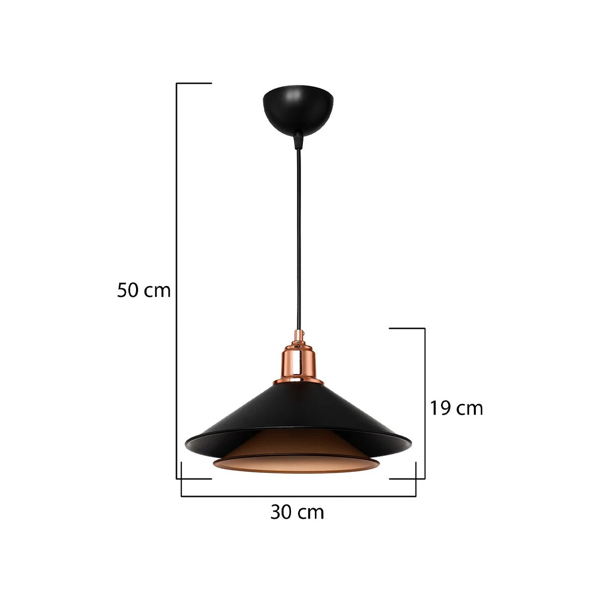 FERRO 203-0269 Μοντέρνο Κρεμαστό Φωτιστικό Οροφής με Ντουί 1 x E27 AC 220-240V IP20 - Μαύρο & Χάλκινο - Μ30 x Π30 x Υ19