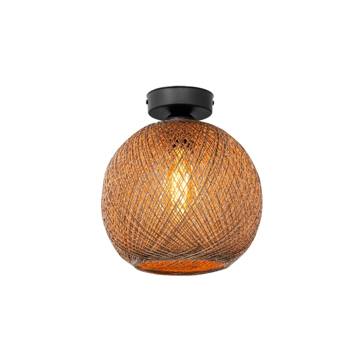 CORDE 203-0270 Μοντέρνο Φωτιστικό Οροφής Μπάλα Μονόφωτο 1 x E27 IP20 Μπέζ Σχοίνι - Μ25 x Π25 x Υ25cm