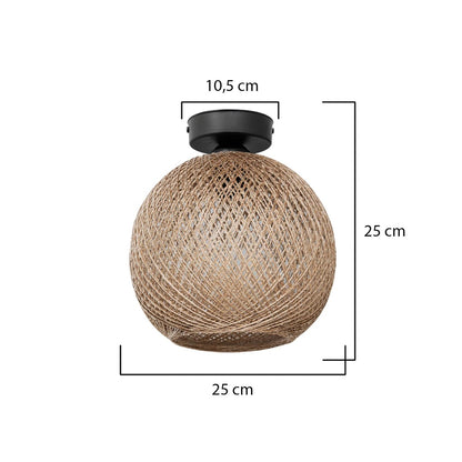 CORDE 203-0270 Μοντέρνο Φωτιστικό Οροφής Μπάλα Μονόφωτο 1 x E27 IP20 Μπέζ Σχοίνι - Μ25 x Π25 x Υ25cm