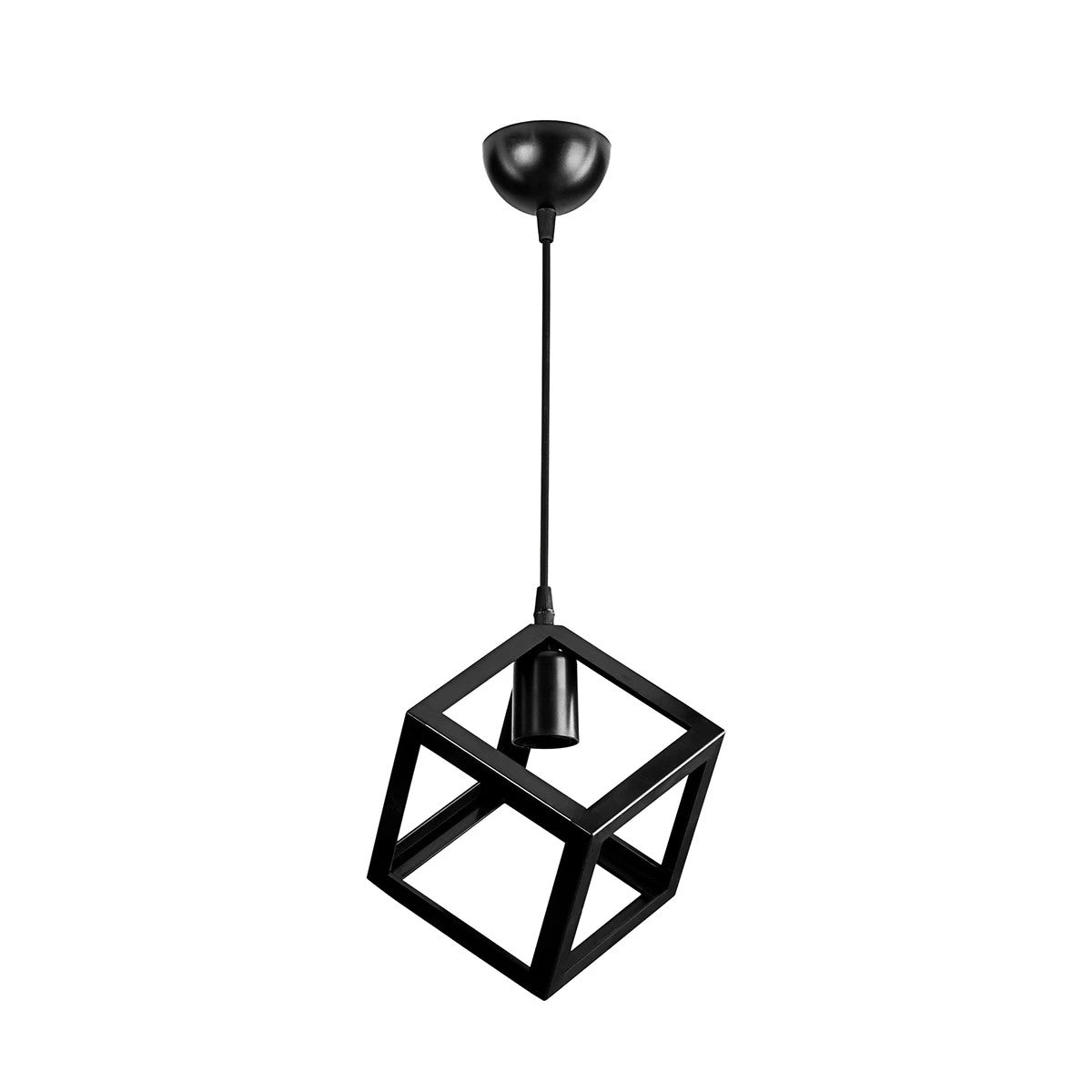 DISE 203-0274 Μοντέρνο Κρεμαστό Φωτιστικό Κύβος Μονόφωτο 1 x E27 IP20 Μαύρο Πλαστικό - Μ22 x Π22 x Υ24cm