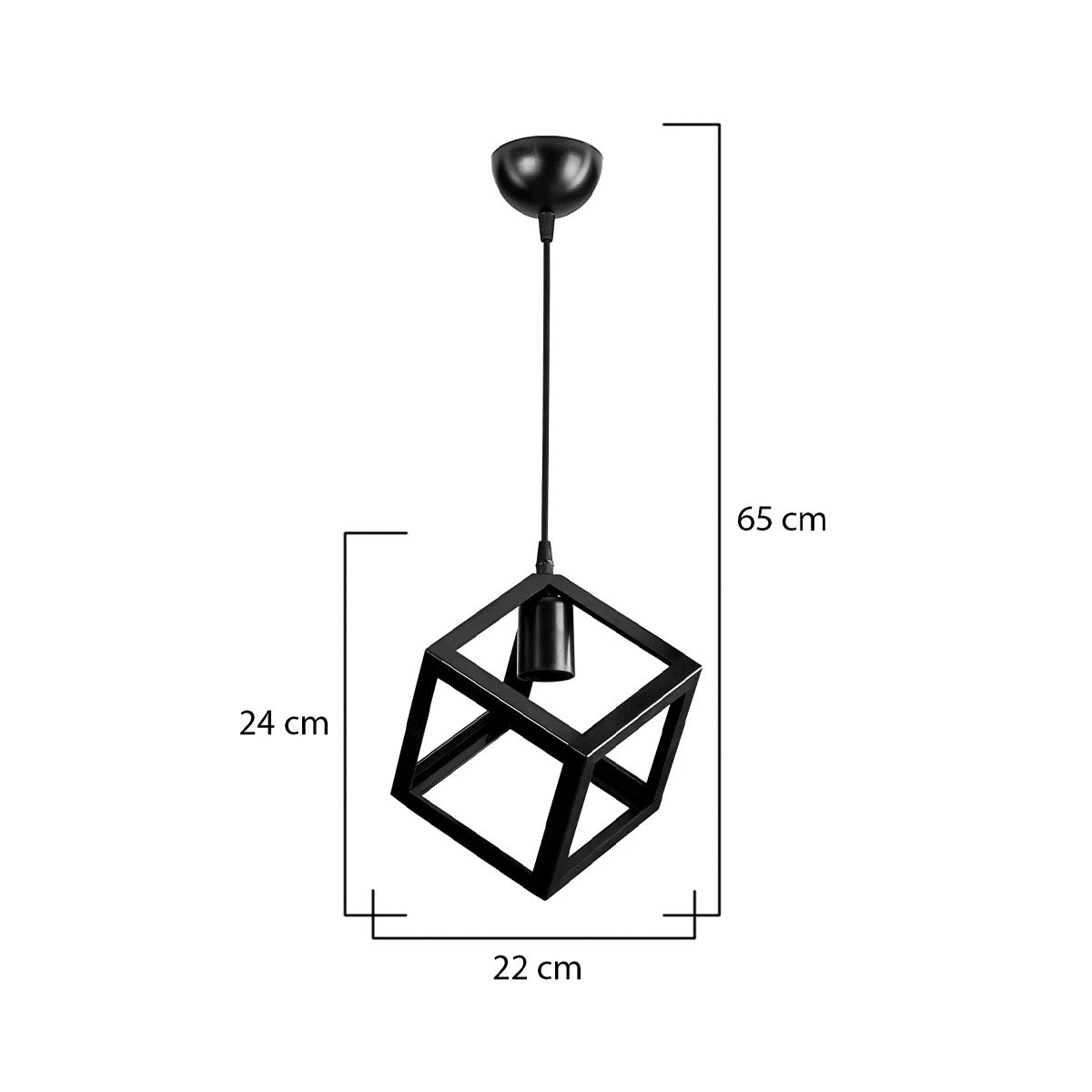 DISE 203-0274 Μοντέρνο Κρεμαστό Φωτιστικό Κύβος Μονόφωτο 1 x E27 IP20 Μαύρο Πλαστικό - Μ22 x Π22 x Υ24cm