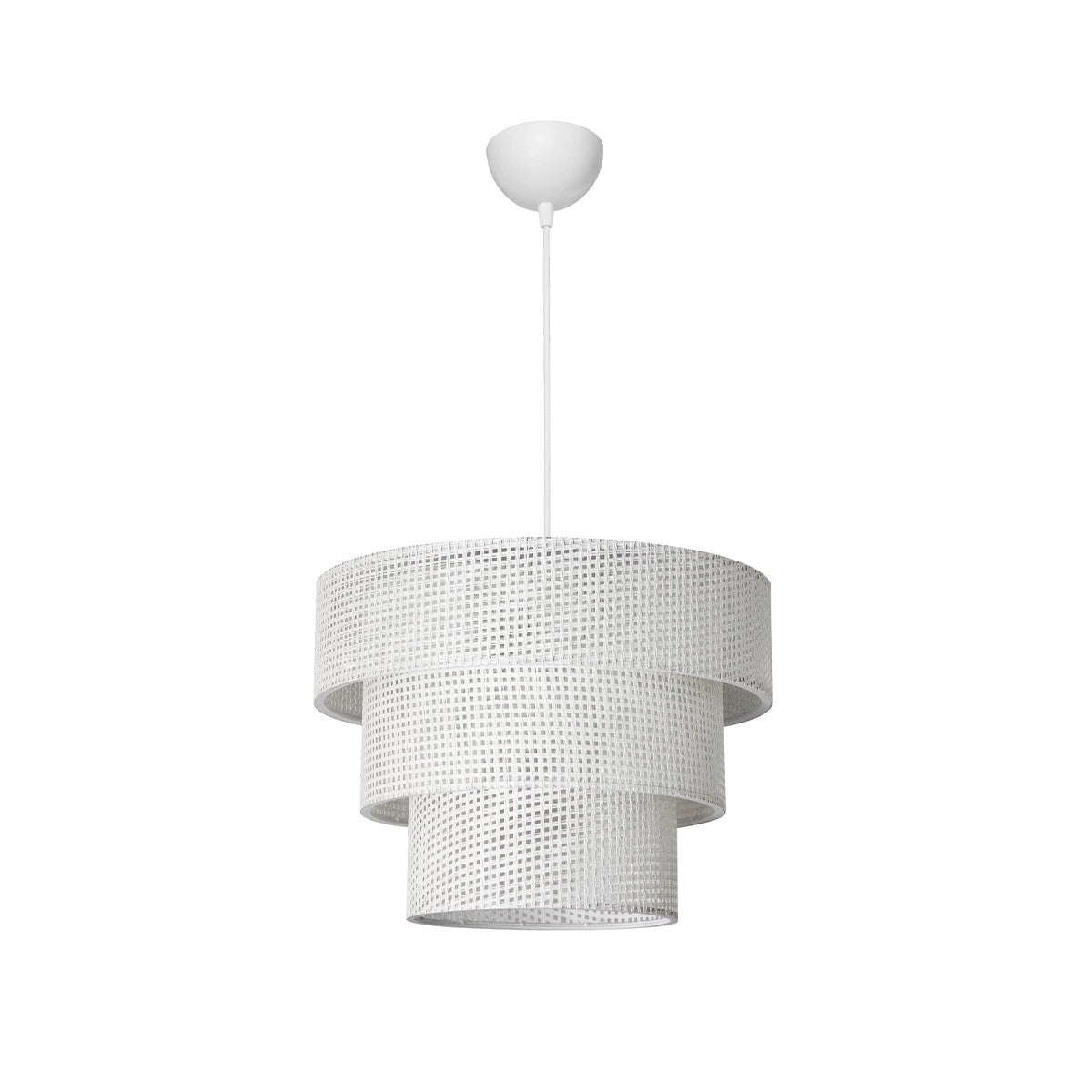 LEVEL 203-0275 Μοντέρνο Κρεμαστό Φωτιστικό Καπέλο Μονόφωτο 1 x E27 IP20 Λευκό Διάτρητο Ύφασμα - Μ38 x Π38 x Υ30cm