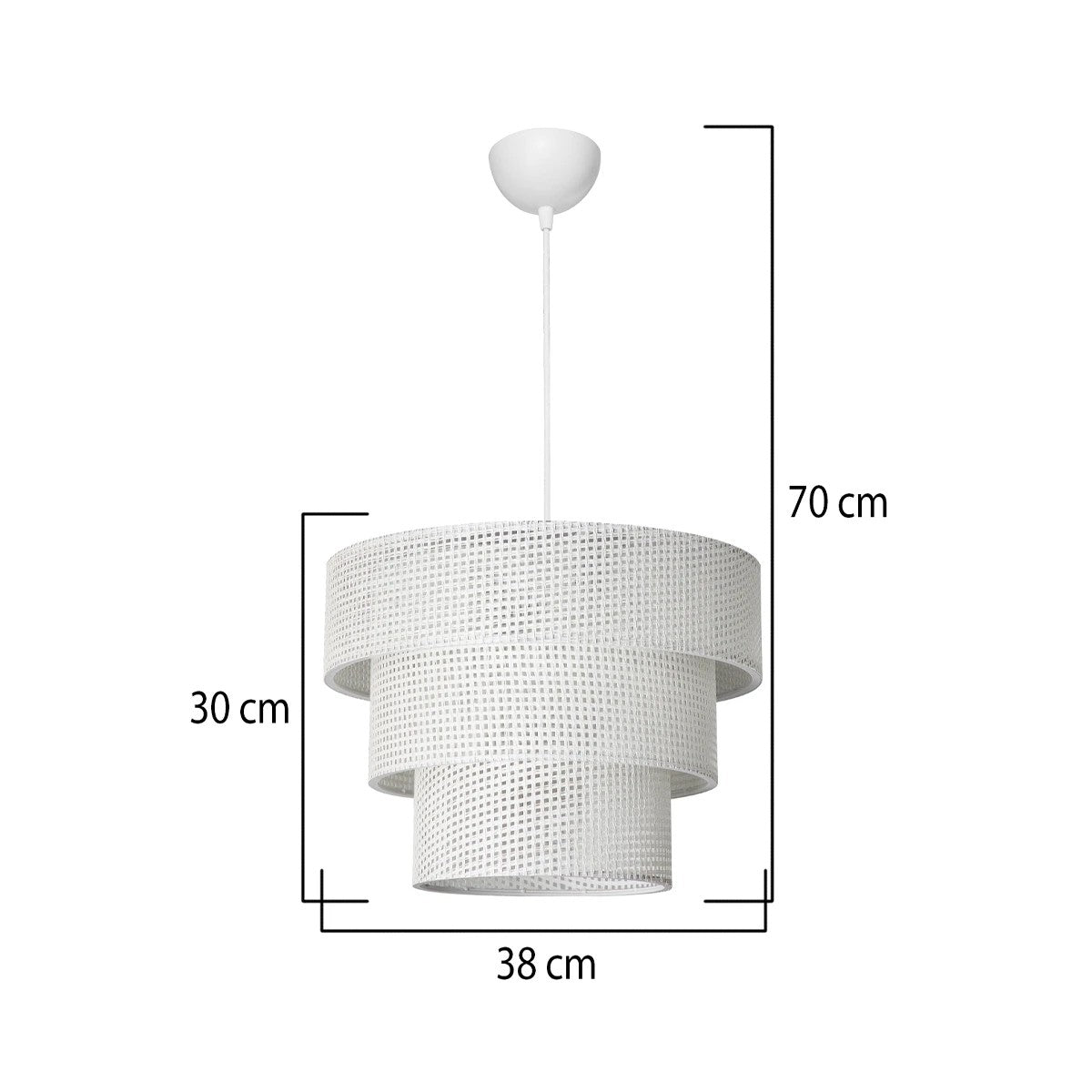 LEVEL 203-0275 Μοντέρνο Κρεμαστό Φωτιστικό Καπέλο Μονόφωτο 1 x E27 IP20 Λευκό Διάτρητο Ύφασμα - Μ38 x Π38 x Υ30cm