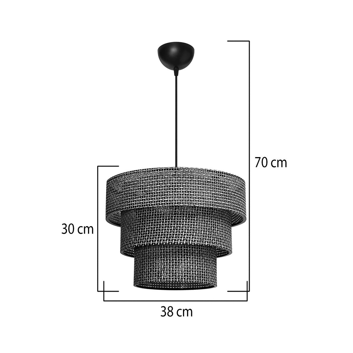 LEVEL 203-0276 Μοντέρνο Κρεμαστό Φωτιστικό Καπέλο Μονόφωτο 1 x E27 IP20 Γκρι Διάτρητο Ύφασμα - Μ38 x Π38 x Υ30cm