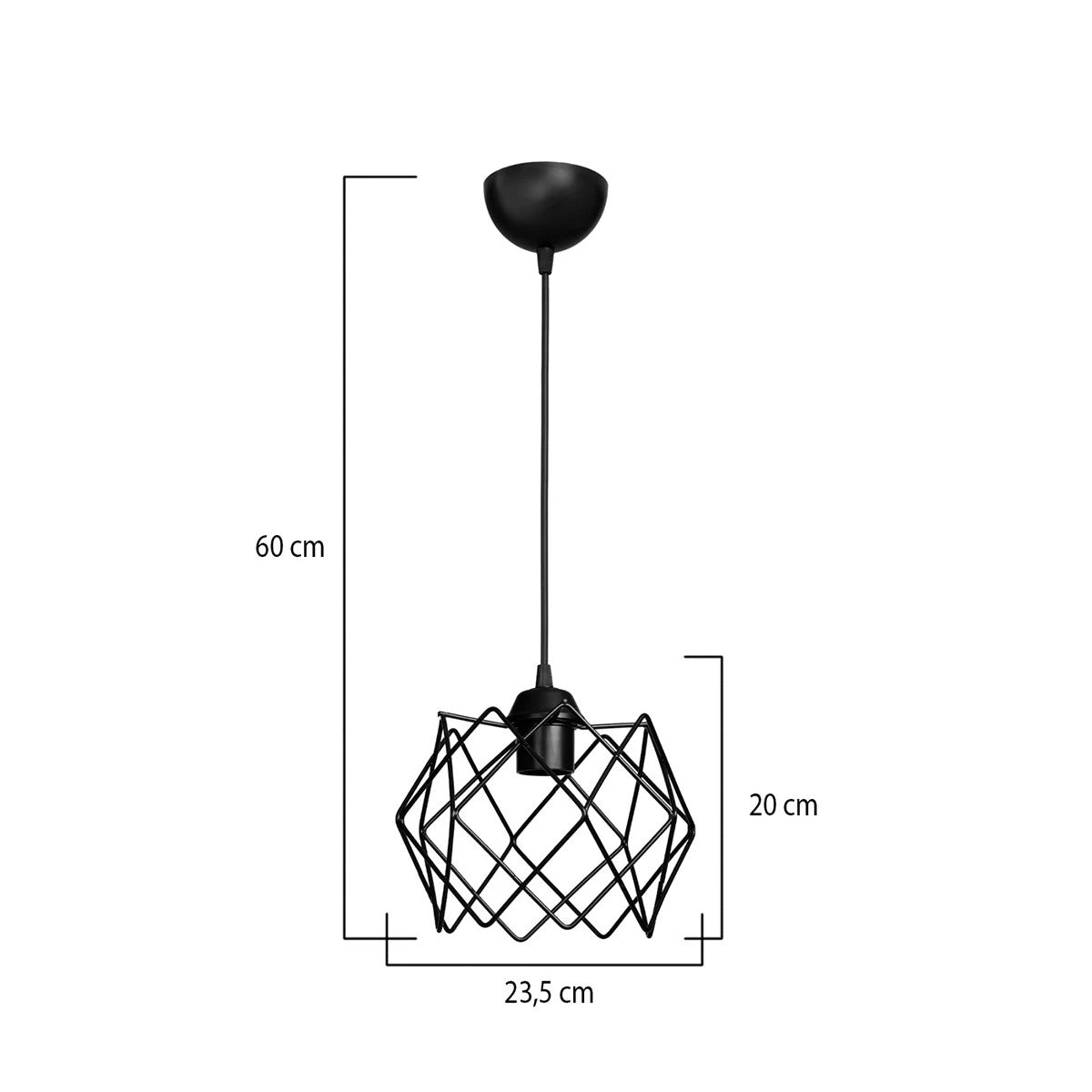 VORTEX 203-0277 Μοντέρνο Κρεμαστό Φωτιστικό Οροφής με Ντουί 1 x E27 AC 220-240V IP20 - Μαύρο - Μ23.5 x Π23.5 x Υ20
