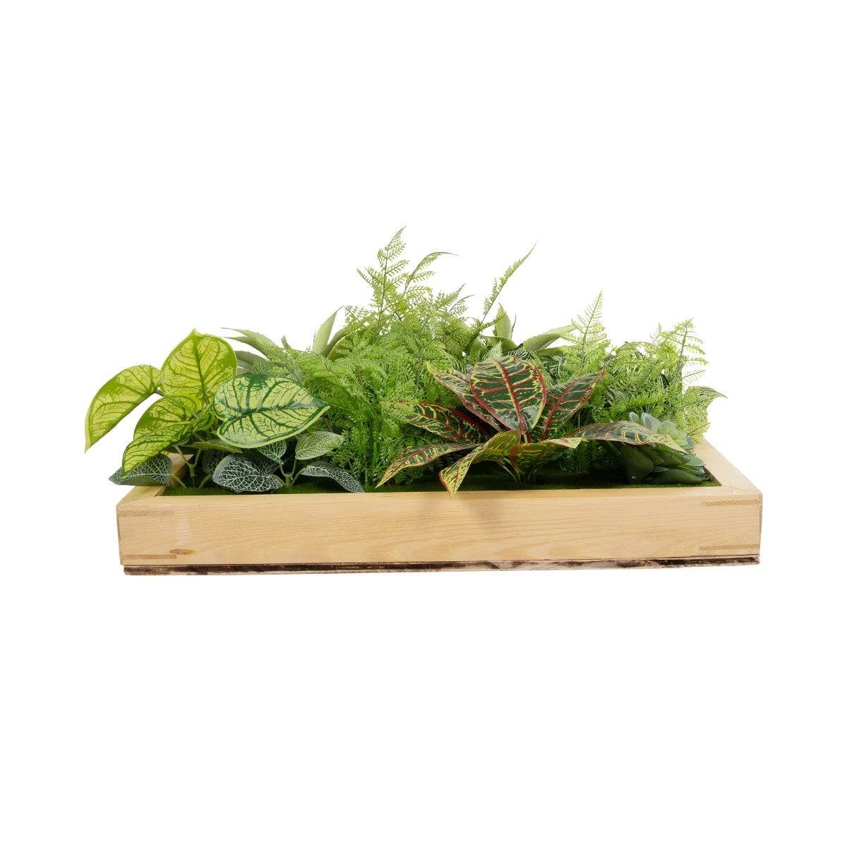 VARIOUS PLANT 20641 Τεχνητό Διακοσμητικό Φυλλωσιάς σε Ξύλινο Πάνελ - Κάθετος Κήπος Μιξ Μ60 x Π60 x Υ32