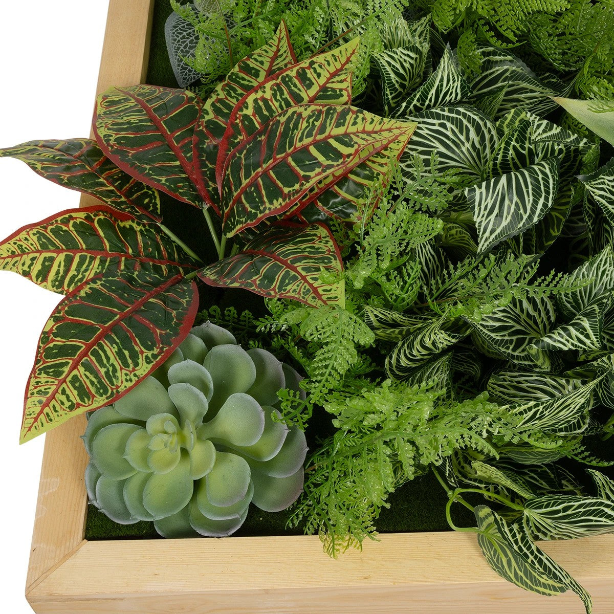 VARIOUS PLANT 20641 Τεχνητό Διακοσμητικό Φυλλωσιάς σε Ξύλινο Πάνελ - Κάθετος Κήπος Μιξ Μ60 x Π60 x Υ32