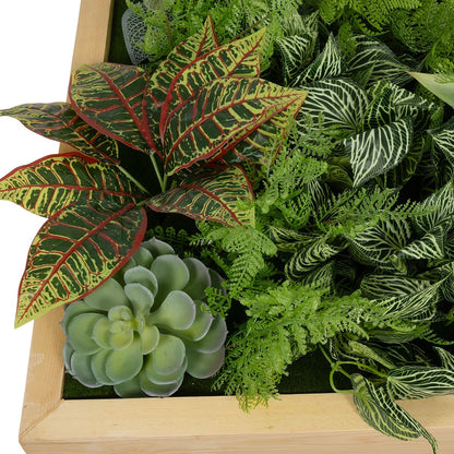 VARIOUS PLANT 20641 Τεχνητό Διακοσμητικό Φυλλωσιάς σε Ξύλινο Πάνελ - Κάθετος Κήπος Μιξ Μ60 x Π60 x Υ32