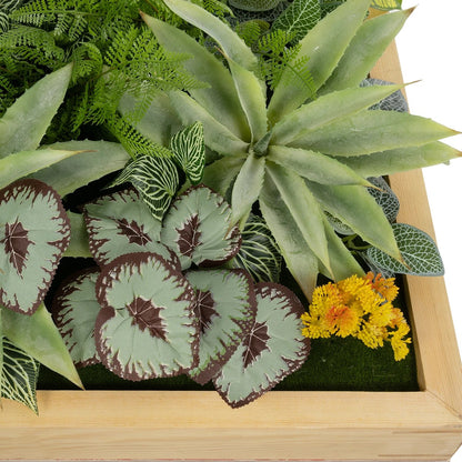 VARIOUS PLANT 20641 Τεχνητό Διακοσμητικό Φυλλωσιάς σε Ξύλινο Πάνελ - Κάθετος Κήπος Μιξ Μ60 x Π60 x Υ32