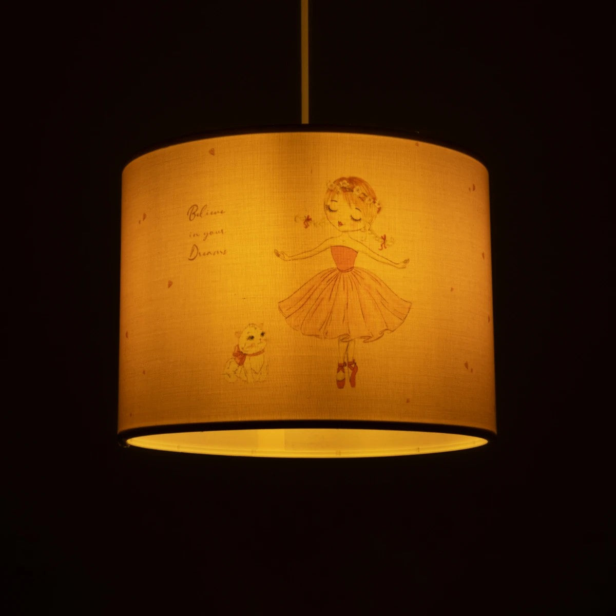 BALLERINA 204-0015 Παιδικό Κρεμαστό Φωτιστικό Οροφής με Ντουί 1 x E27 AC 220-240V IP20 - Ροζ - Μ28 x Π28 x Υ24