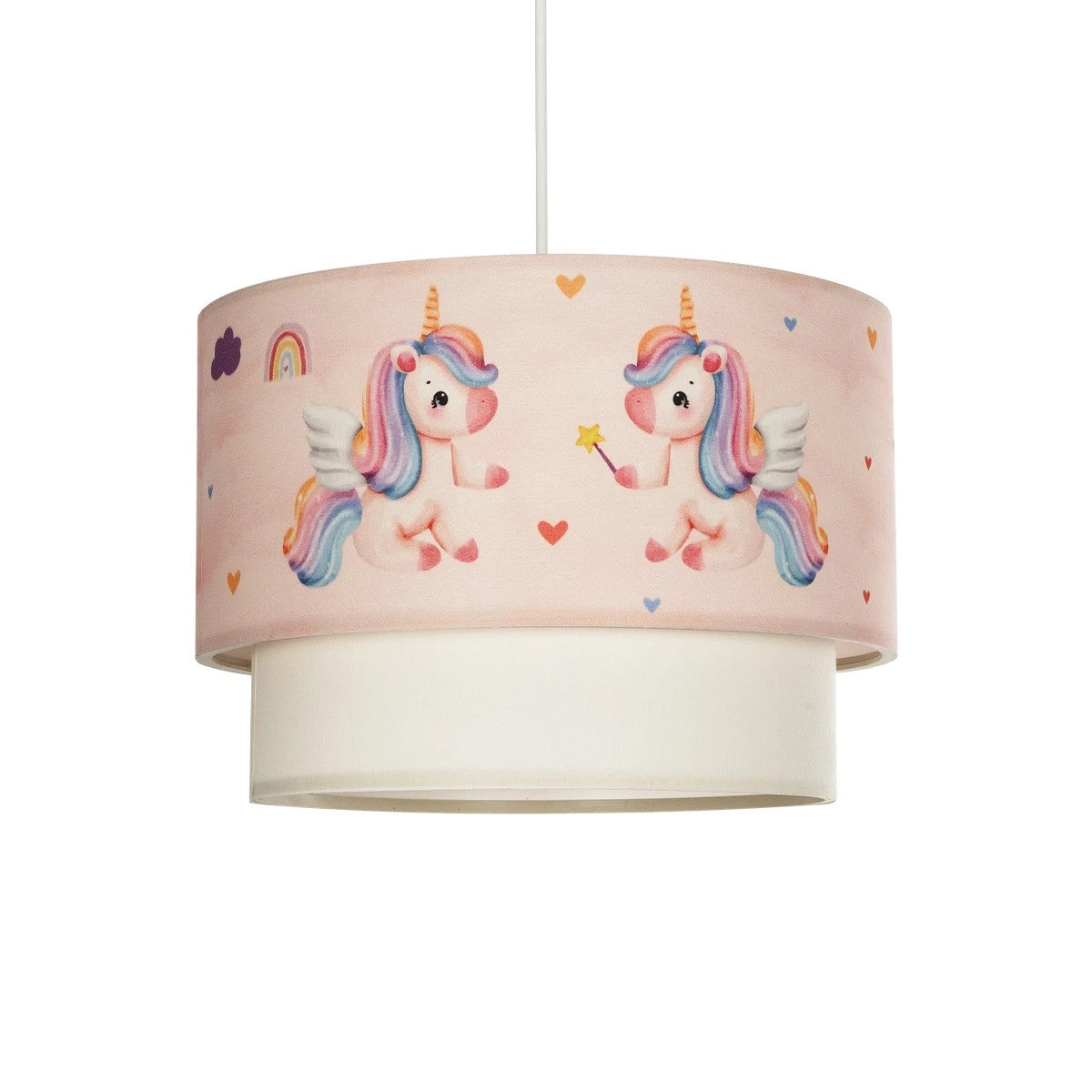 PONY 204-0016 Παιδικό Κρεμαστό Φωτιστικό Οροφής με Ντουί 1 x E27 AC 220-240V IP20 - Ροζ - Μ30 x Π30 x Υ24