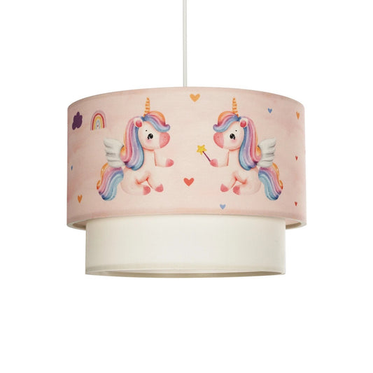 PONY 204-0016 Παιδικό Κρεμαστό Φωτιστικό Οροφής με Ντουί 1 x E27 AC 220-240V IP20 - Ροζ - Μ30 x Π30 x Υ24