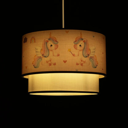 PONY 204-0016 Παιδικό Κρεμαστό Φωτιστικό Οροφής με Ντουί 1 x E27 AC 220-240V IP20 - Ροζ - Μ30 x Π30 x Υ24