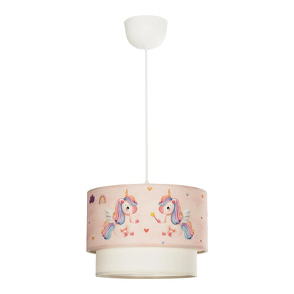 PONY 204-0016 Παιδικό Κρεμαστό Φωτιστικό Οροφής με Ντουί 1 x E27 AC 220-240V IP20 - Ροζ - Μ30 x Π30 x Υ24
