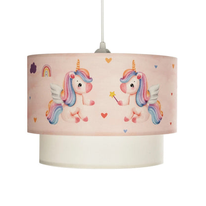 PONY 204-0016 Παιδικό Κρεμαστό Φωτιστικό Οροφής με Ντουί 1 x E27 AC 220-240V IP20 - Ροζ - Μ30 x Π30 x Υ24