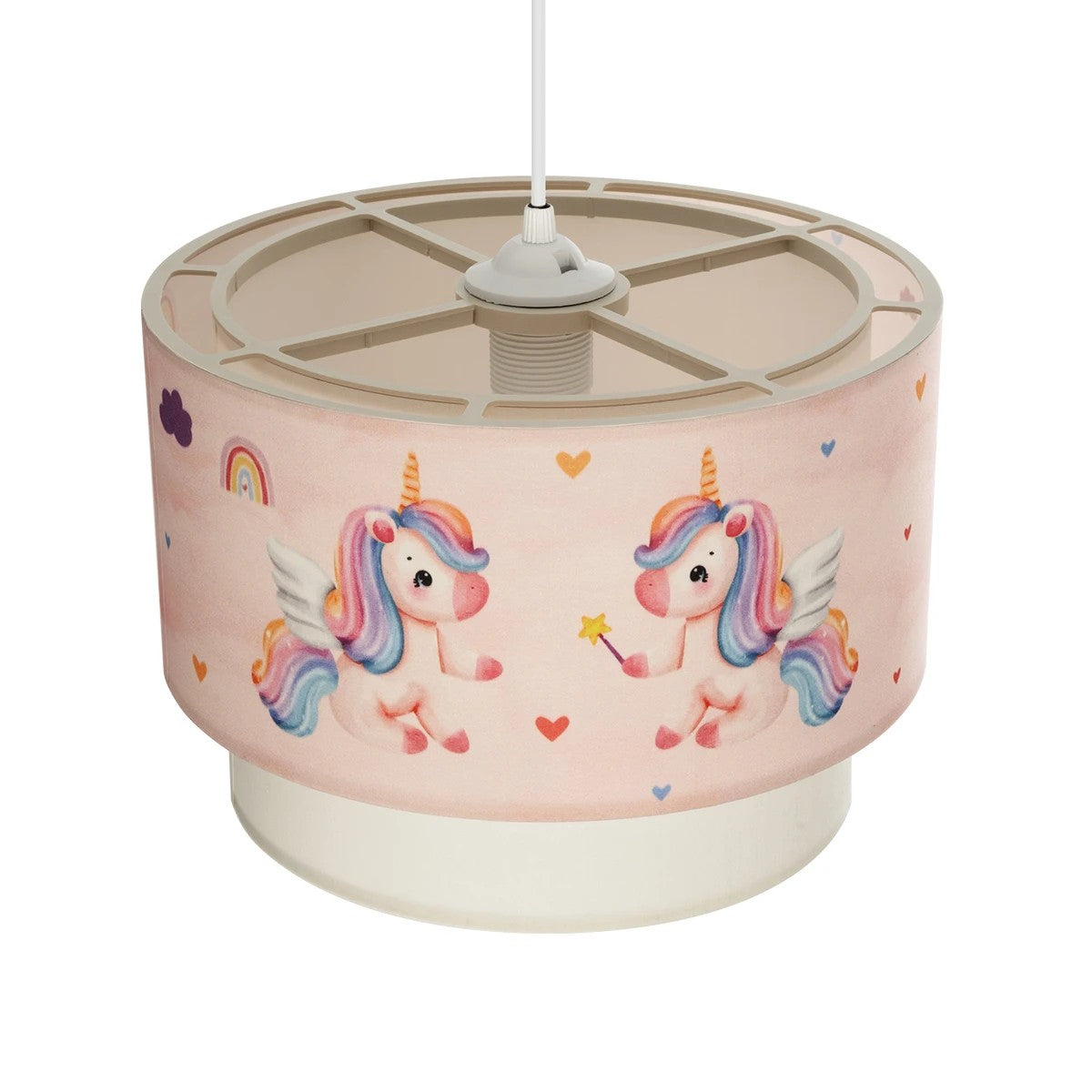 PONY 204-0016 Παιδικό Κρεμαστό Φωτιστικό Οροφής με Ντουί 1 x E27 AC 220-240V IP20 - Ροζ - Μ30 x Π30 x Υ24