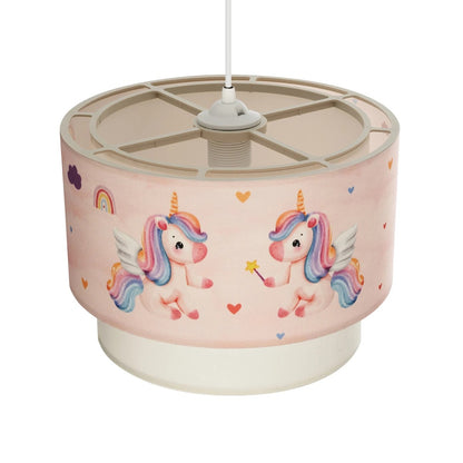 PONY 204-0016 Παιδικό Κρεμαστό Φωτιστικό Οροφής με Ντουί 1 x E27 AC 220-240V IP20 - Ροζ - Μ30 x Π30 x Υ24