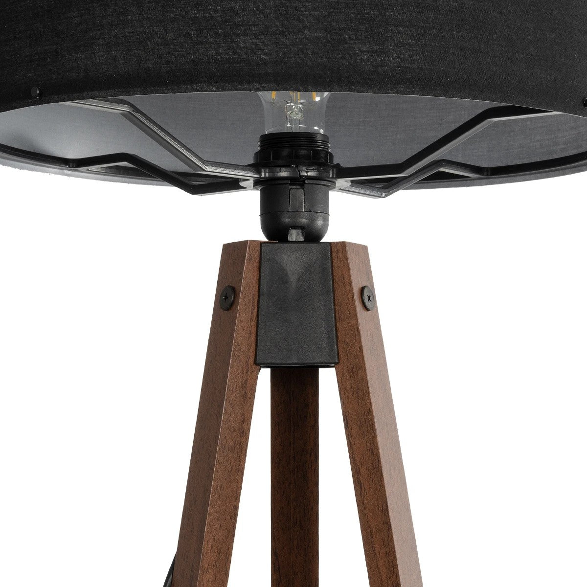 SAGA 204-0038 Μοντέρνο Eπιδαπέδιο Φωτιστικό Μονόφωτο 1 x E27 IP20 Καφέ Ξύλο με Μαύρο Ύφασμα - Μ38 x Π38 x Υ140