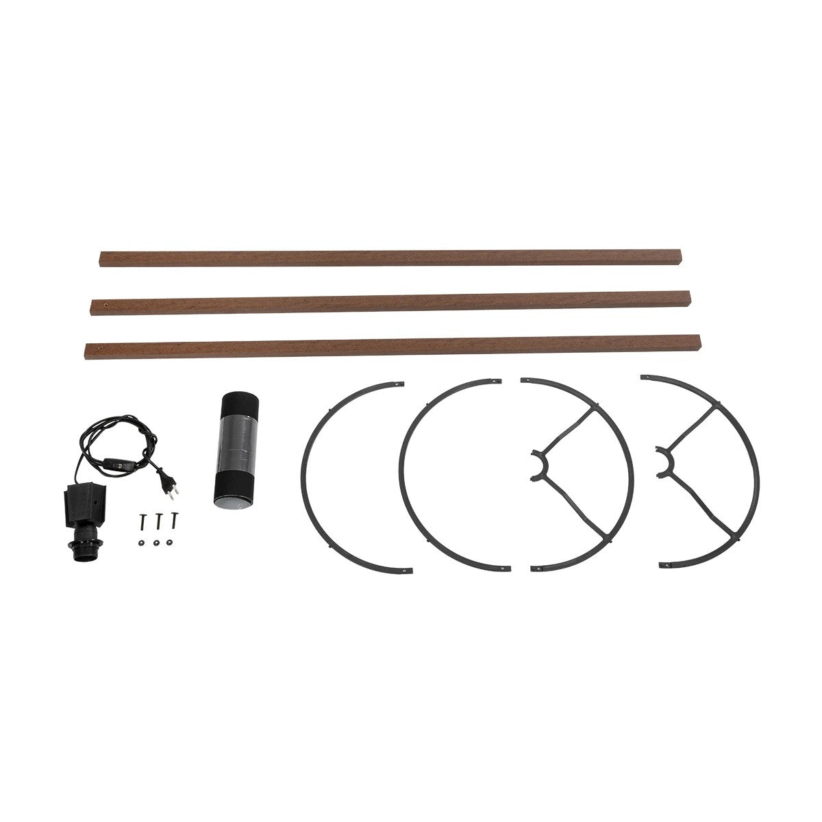 SAGA 204-0038 Μοντέρνο Eπιδαπέδιο Φωτιστικό Μονόφωτο 1 x E27 IP20 Καφέ Ξύλο με Μαύρο Ύφασμα - Μ38 x Π38 x Υ140