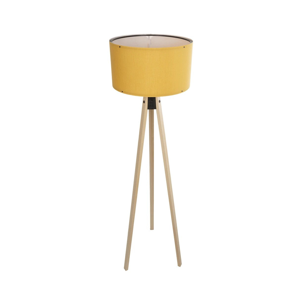 SAGA 204-0045 Μοντέρνο Eπιδαπέδιο Φωτιστικό Μονόφωτο 1 x E27 IP20 Μπεζ Ξύλο με Κίτρινο Ύφασμα - Μ38 x Π38 x Υ140