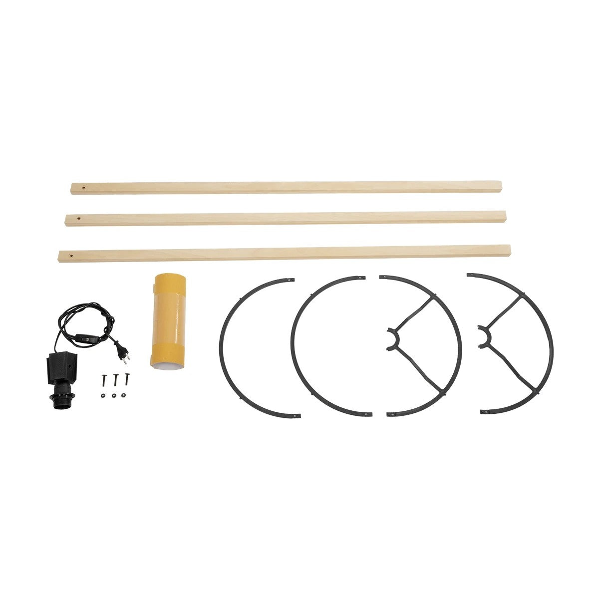 SAGA 204-0045 Μοντέρνο Eπιδαπέδιο Φωτιστικό Μονόφωτο 1 x E27 IP20 Μπεζ Ξύλο με Κίτρινο Ύφασμα - Μ38 x Π38 x Υ140