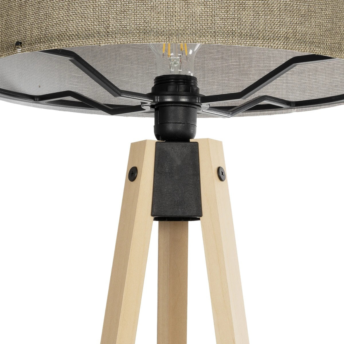 SAGA 204-0047 Μοντέρνο Eπιδαπέδιο Φωτιστικό Μονόφωτο 1 x E27 IP20 Μπεζ Ξύλο με Πράσινο Ύφασμα - Μ38 x Π38 x Υ140