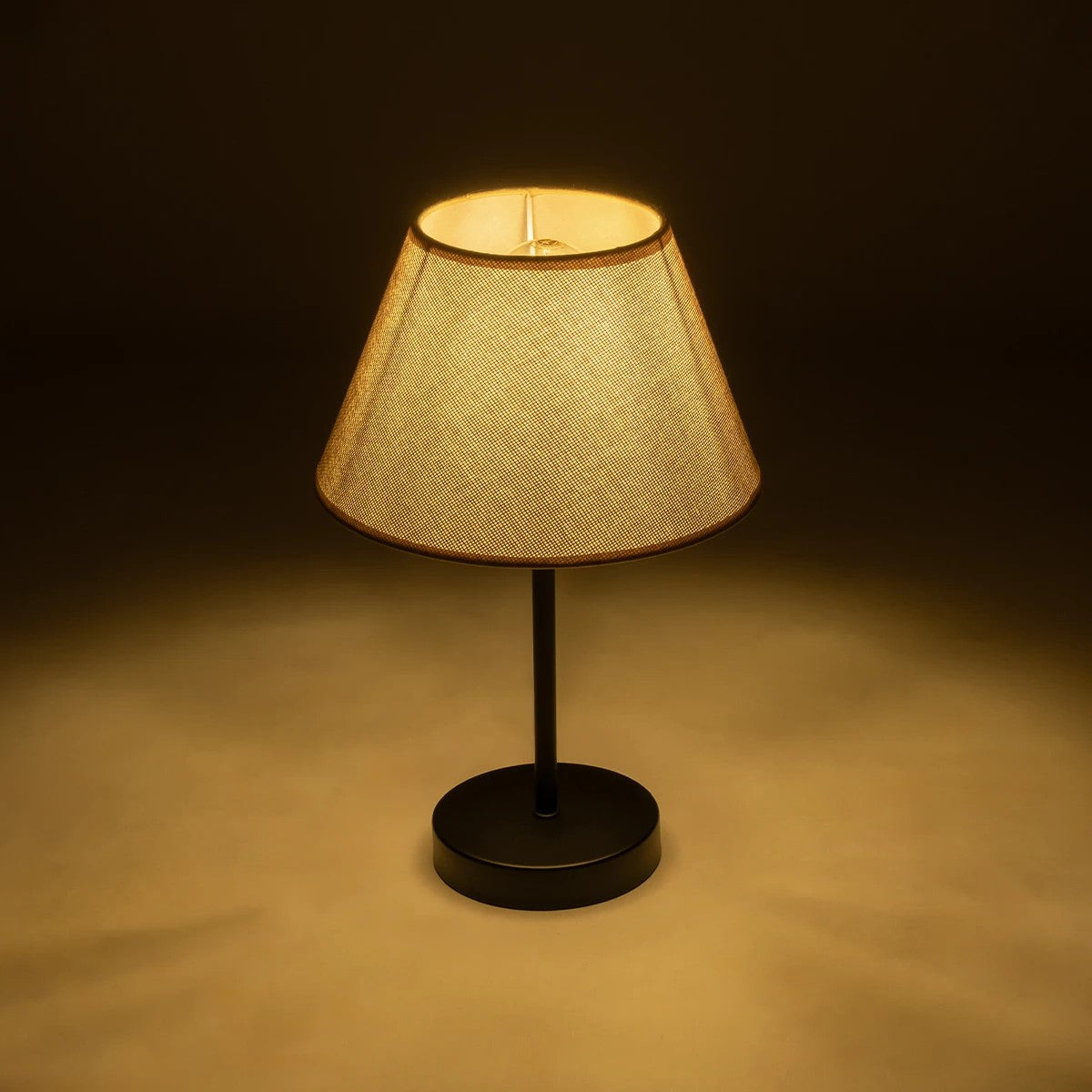 LARA 204-0073 Μοντέρνο Επιτραπέζιο Φωτιστικό Πορτατίφ με Ντουί 1 x E27 AC 220-240V IP20 - Μαύρο & Μπεζ - Μ22 x Π22 x Υ34