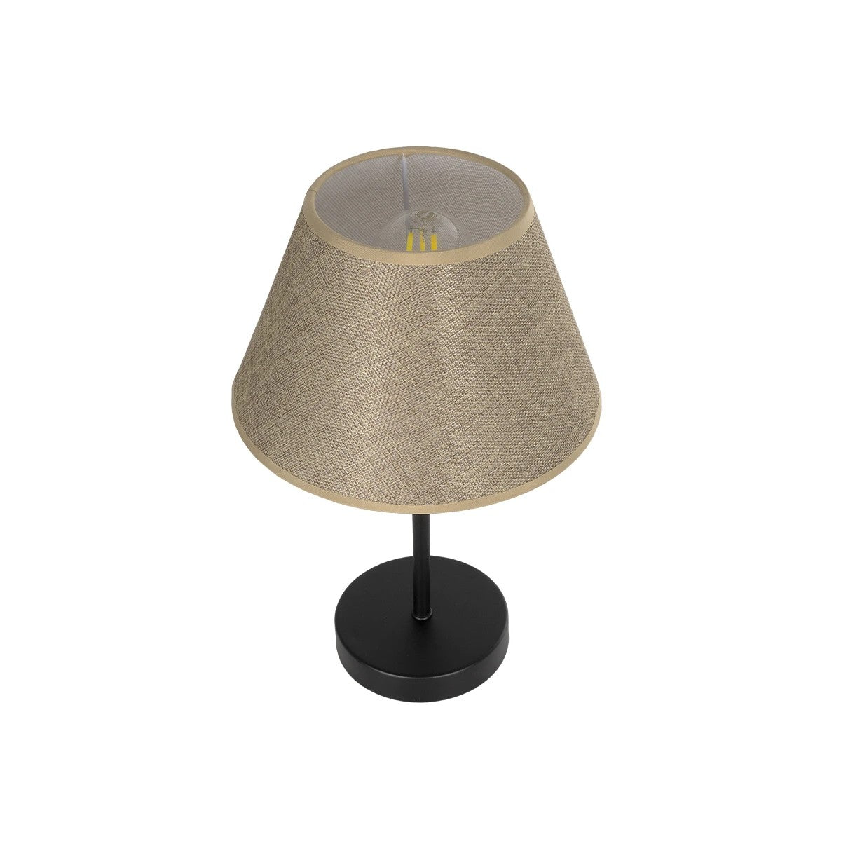 LARA 204-0073 Μοντέρνο Επιτραπέζιο Φωτιστικό Πορτατίφ με Ντουί 1 x E27 AC 220-240V IP20 - Μαύρο & Μπεζ - Μ22 x Π22 x Υ34