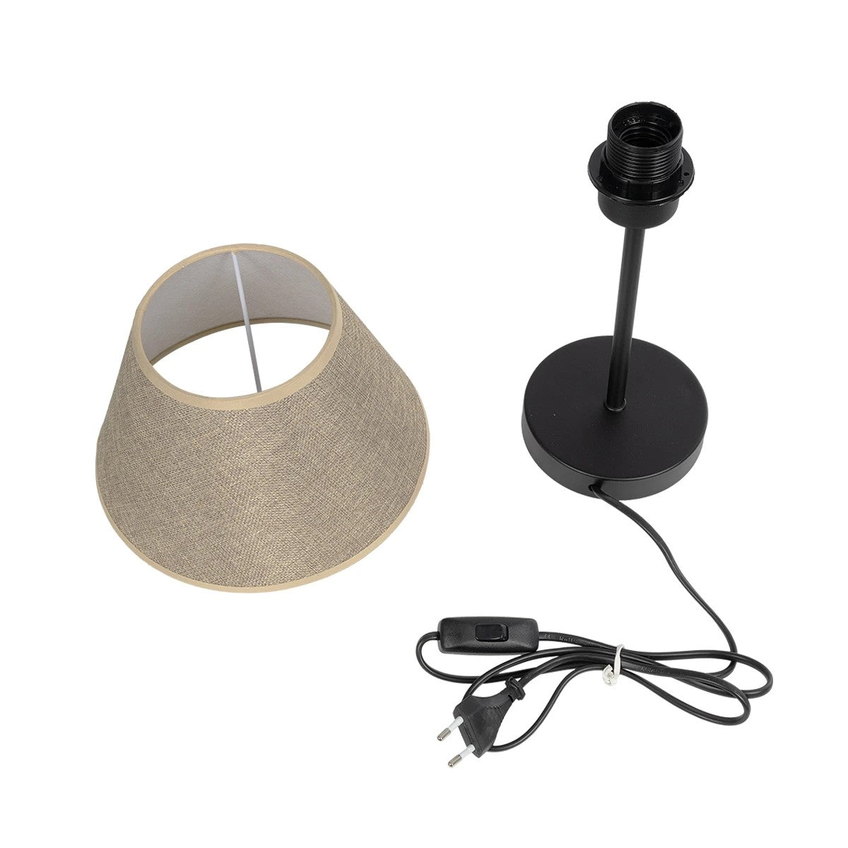 LARA 204-0073 Μοντέρνο Επιτραπέζιο Φωτιστικό Πορτατίφ με Ντουί 1 x E27 AC 220-240V IP20 - Μαύρο & Μπεζ - Μ22 x Π22 x Υ34
