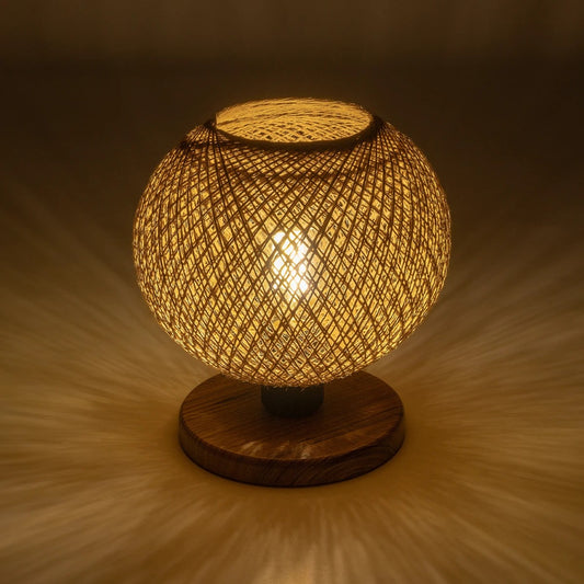 BOWL 204-0087 Μοντέρνο Επιτραπέζιο Φωτιστικό Πορτατίφ με Ντουί 1 x E27 AC 220-240V IP20 - Καφέ & Μπεζ - Μ22 x Π22 x Υ23