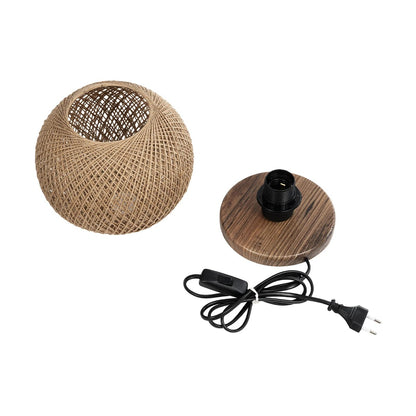 BOWL 204-0087 Μοντέρνο Επιτραπέζιο Φωτιστικό Πορτατίφ με Ντουί 1 x E27 AC 220-240V IP20 - Καφέ & Μπεζ - Μ22 x Π22 x Υ23