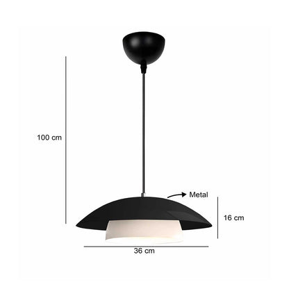 AURA 204-0117 Μοντέρνο Κρεμαστό Φωτιστικό Καμπάνα Μονόφωτο 1 x E27 IP20 Μαύρο & Λευκό Μέταλλο - Μ31 x Π31 x Υ27cm