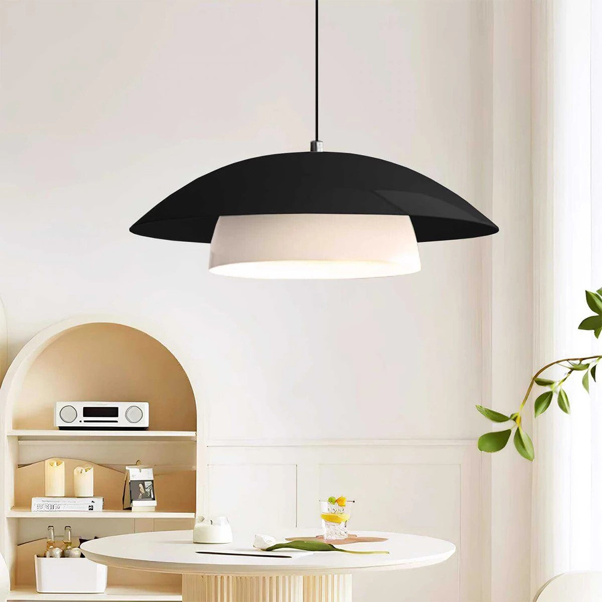 AURA 204-0117 Μοντέρνο Κρεμαστό Φωτιστικό Καμπάνα Μονόφωτο 1 x E27 IP20 Μαύρο & Λευκό Μέταλλο - Μ31 x Π31 x Υ27cm