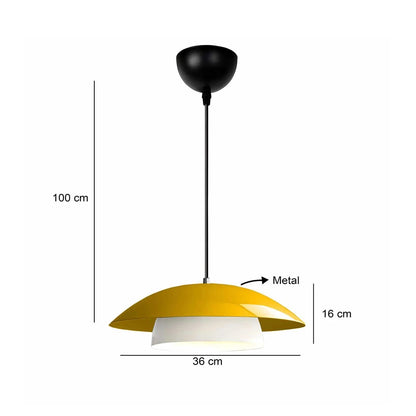 AURA 204-0118 Μοντέρνο Κρεμαστό Φωτιστικό Καμπάνα Μονόφωτο 1 x E27 IP20 Κίτρινο & Λευκό Μέταλλο - Μ31 x Π31 x Υ27cm