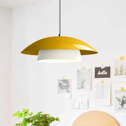 AURA 204-0118 Μοντέρνο Κρεμαστό Φωτιστικό Καμπάνα Μονόφωτο 1 x E27 IP20 Κίτρινο & Λευκό Μέταλλο - Μ31 x Π31 x Υ27cm